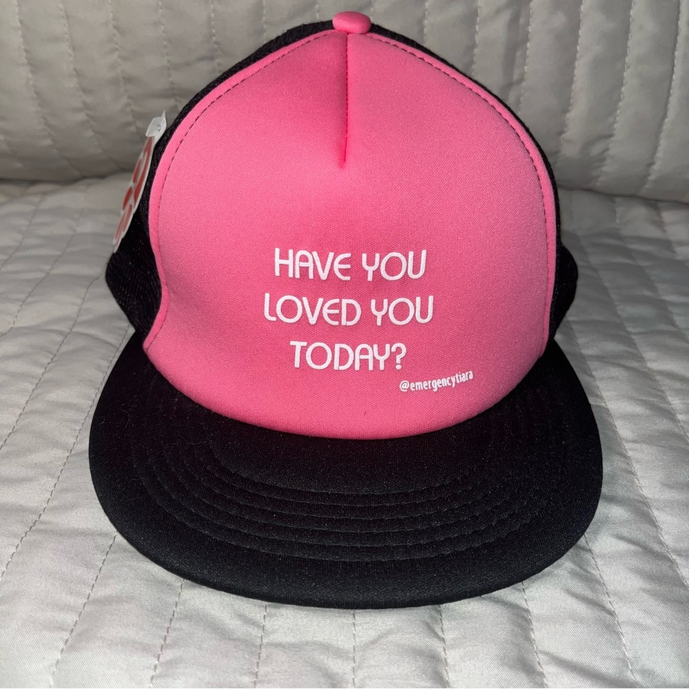 NWT Women snapback pink & black ball cap HAVE YOU LOVED YOU TODAY emergencytiara